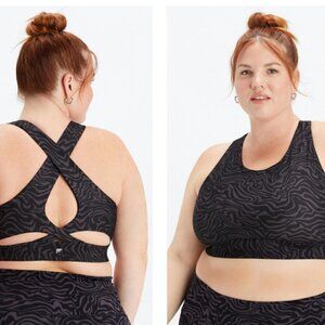 Fabletics High Impact No Bounce Sports Bra 2X Pewter Marble Zebra NWT
